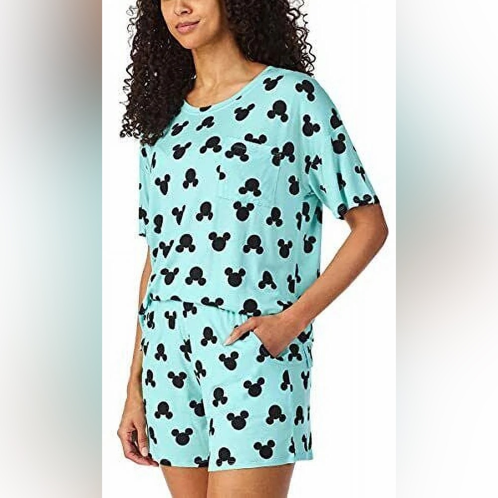 Disney Women's 2 Piece Short Sleeve Shirt & Short Pajama Set